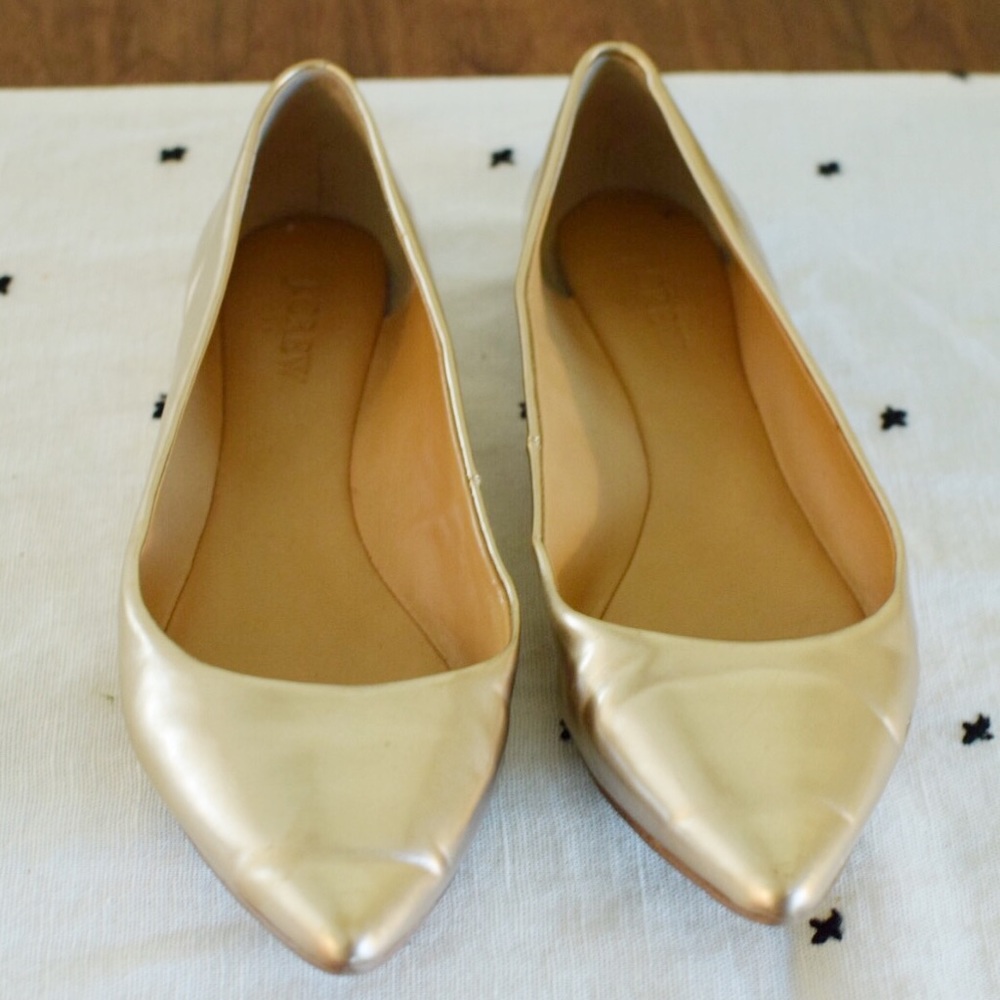 Jcrew rose gold pointed toe flats